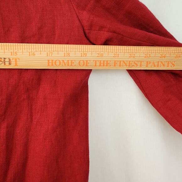 MANTAIKOTAI Linen Blazer S Red Staple Workwear Office Summer Classic Preppy - Picture 4 of 11